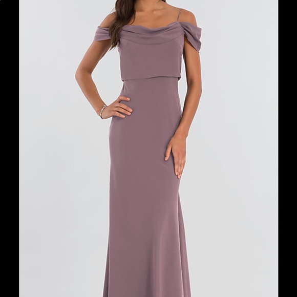 LIKE NEW 8 Jenny Yoo Fig Stretch Crepe 1511 Sabine Dress Size 8 - Picture 8 of 16